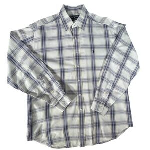 Ralph Lauren Shirt Vtg Men Large Plaid Blaire Button Down LS Yellow/Blue Retro
